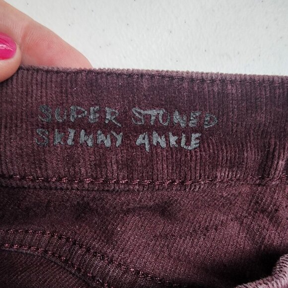 Volcom Super Stoned Shimmy Ankle Corduroy Pants 26 Waist Size 3/26 Burgundy - Picture 10 of 16